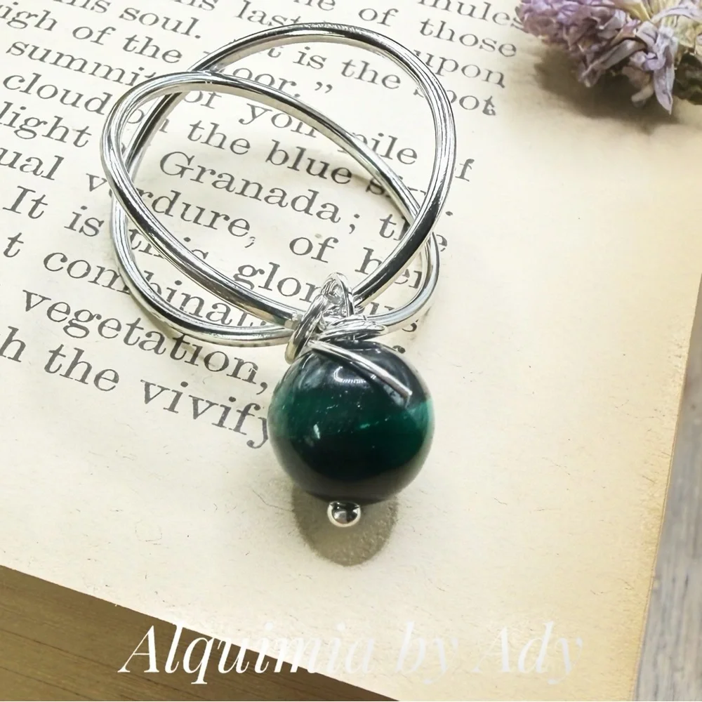 Statement silver malachite  ring